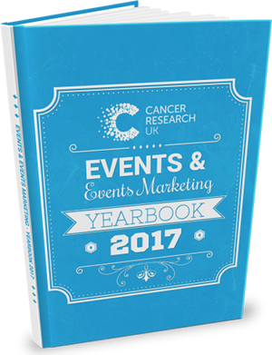 Printed yearbook with creation testimonial from Cancer Research UK